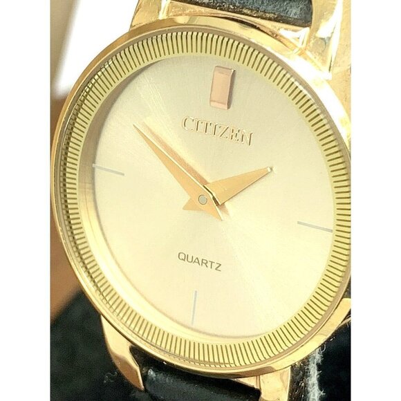 Citizen Women\'s Watch 9627-S117909 Quartz Gold Petite 26mm Black Leather… main image 10